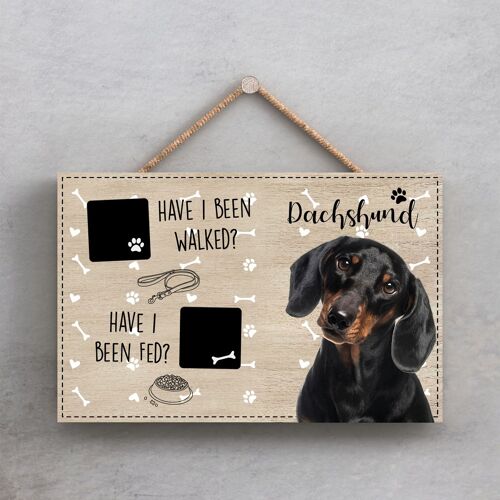 P1816 - Pets & Paws - Rope Plaque Dachshund Walked And Fed