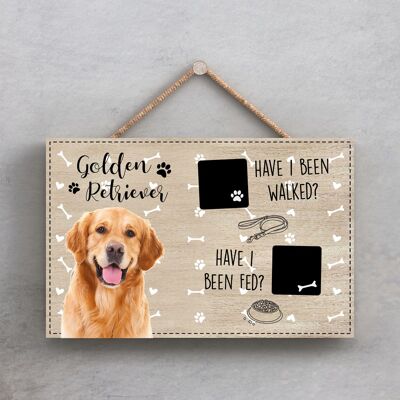 P1818 - Pets & Paws - Plaque Corde Golden Retiever Marché Et Nourri