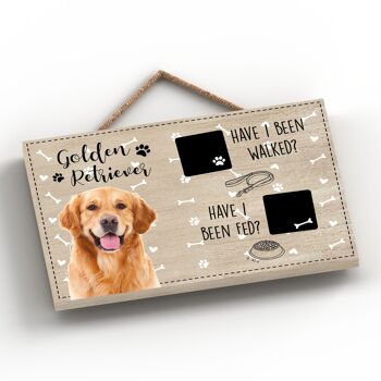 P1818 - Pets & Paws - Plaque Corde Golden Retiever Marché Et Nourri 2