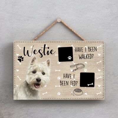 P1822 - Mascotas y patas - Placa de cuerda Westie paseó y alimentó