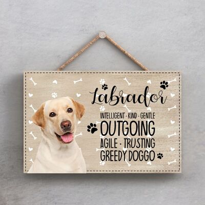 P1823 - Pets & Paws - Rope Plaque Labrador Golden Characteristics