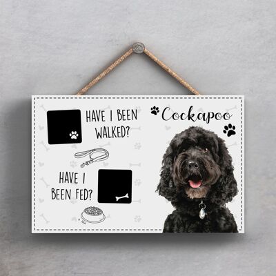 P1826 - Pets & Paws - Rope Plaque Cockapoo Black Walked And Fed