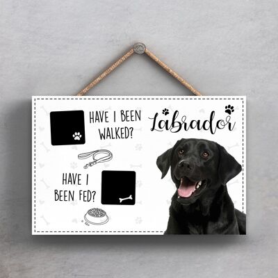 P1828 - Animali domestici e zampe - Placca di corda Labrador Black Walked And Fed