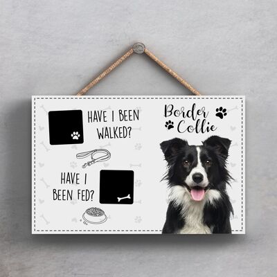 P1830 - Pets & Paws - Rope Plaque Border Collie Walked And Fed