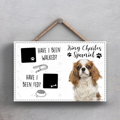 P1846 - Pets & Paws - Rope Plaque King Charles Spaniel Walked And Fed