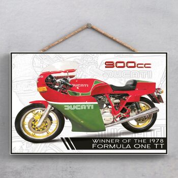 P1855 - Plaque à Suspendre En Bois Ducati 900Cc Moto Rouge Et Vert Style Affiche 1