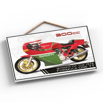 P1855 - Plaque à Suspendre En Bois Ducati 900Cc Moto Rouge Et Vert Style Affiche 2