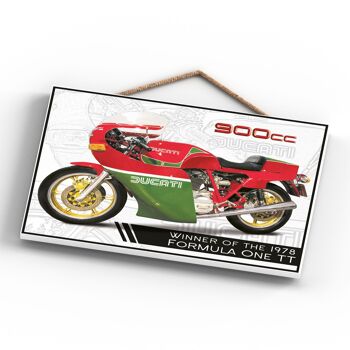 P1855 - Plaque à Suspendre En Bois Ducati 900Cc Moto Rouge Et Vert Style Affiche 4