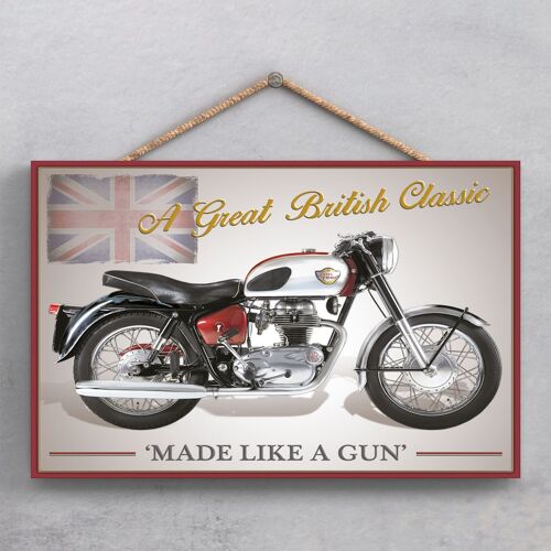 P1857 - Royal Enfield Motorbike Poster Style Wooden Hanging Plaque