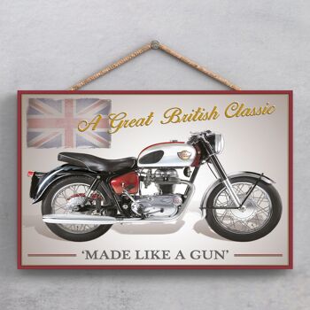 P1857 - Plaque à Suspendre en Bois Style Affiche Moto Royal Enfield 1