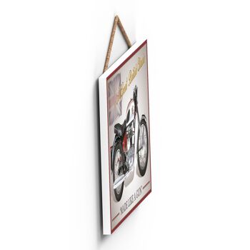 P1857 - Plaque à Suspendre en Bois Style Affiche Moto Royal Enfield 3