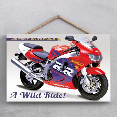 P1861 - Placa Colgante de Madera Estilo Póster Moto Honda Fireblade