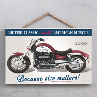 P1866 - Targa da appendere in legno stile poster moto Triumph 2300Cc