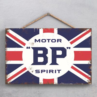 P1872 - Placa colgante de madera con tema de garaje Bp Spirit