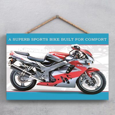 P1873 - Kawasaki Motorbike Poster Style Wooden Hanging Plaque