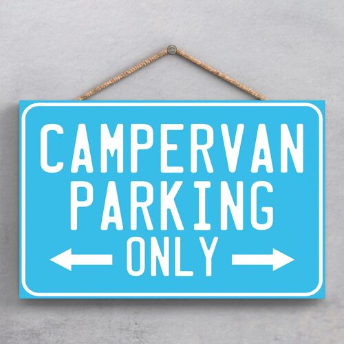P1874 - Campervan Parking Only Blue Wooden Hanging Plaque