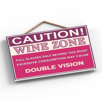 P1875 - Plaque d'Avertissement Bois Double Visoin Rose Wine Zone 2