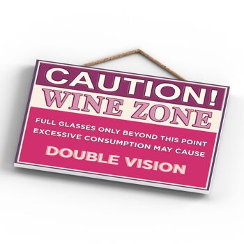 P1875 - Plaque d'Avertissement Bois Double Visoin Rose Wine Zone 4