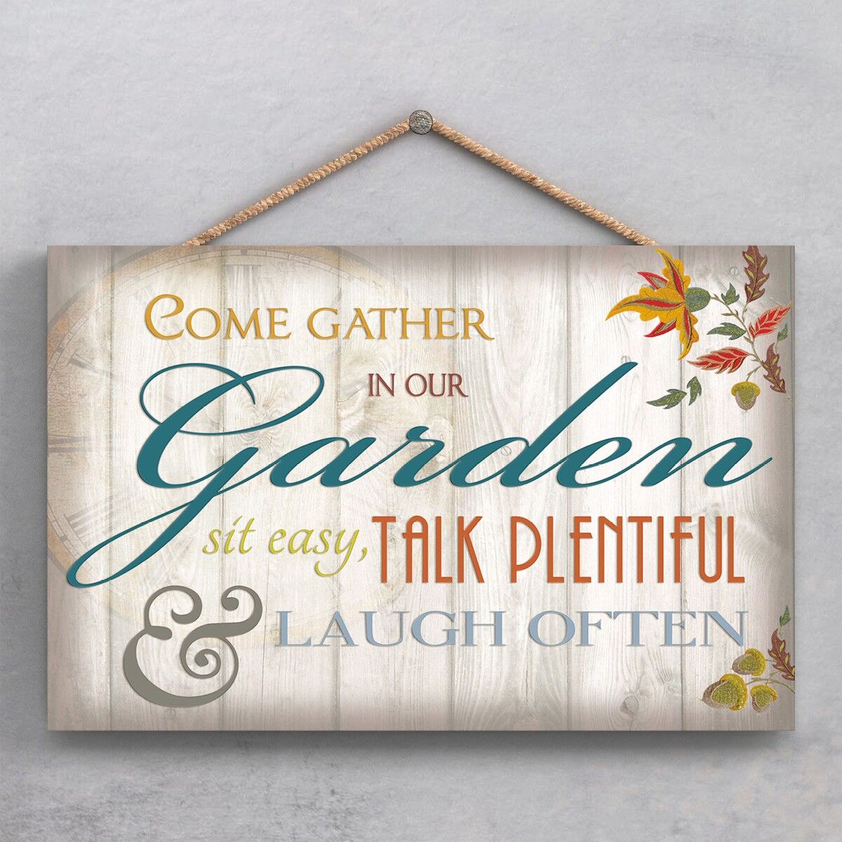 P1878 - Vieni a raccogliere nel nostro giardino targa decorativa in legno da appendere