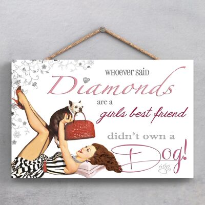 P1881 - Diamonds Didn'T Own A Dog Pin Up Themed Decorative Hanging Plaque