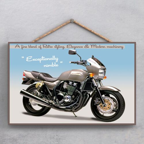 P1885 - Kawasaki Motorbike Poster Style Wooden Hanging Plaque