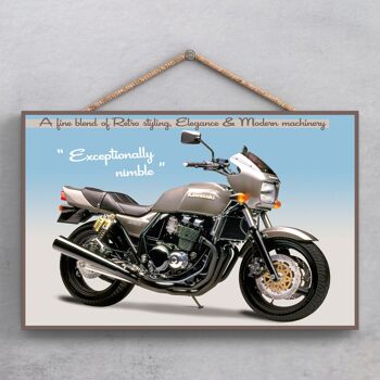 P1885 - Plaque à Suspendre en Bois Style Poster Moto Kawasaki 1