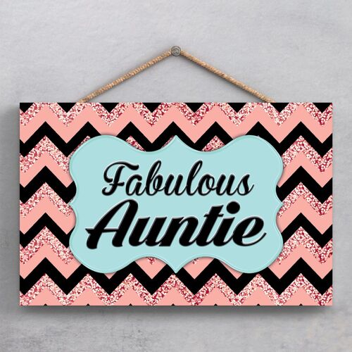 P1886 - Fabulous Auntie Glitter Themed Decorative Hanging Plaque