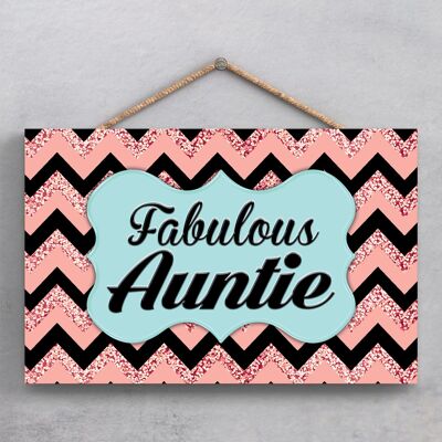P1886 - Targa decorativa da appendere a tema glitter Fabulous Auntie