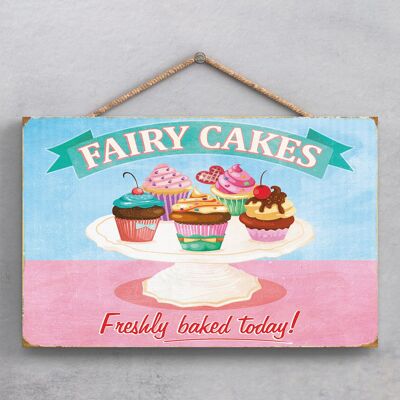 P1888 - Plaque décorative à suspendre en bois sur le thème de la cuisine Fairy Cakes