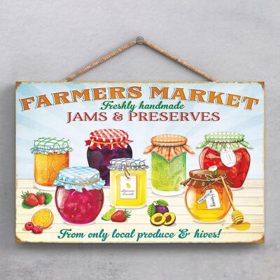 P1889 - Farmers Market Kitchen Themed Decorative Wooden Hanging Plaque