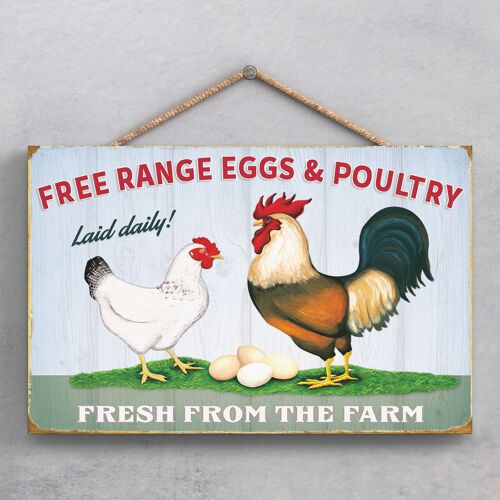 P1892 - Free Range Eggs Kitchen Themed Decorative Wooden Hanging Plaque