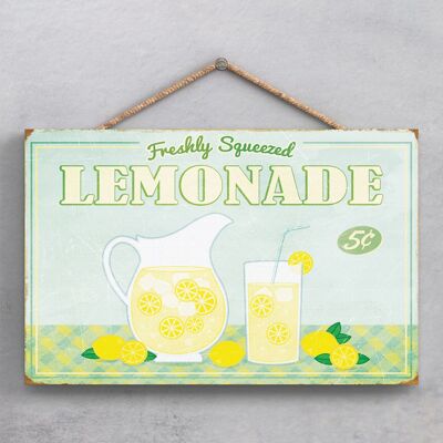 P1893 - Plaque à suspendre décorative en bois sur le thème de la cuisine de limonade fraîchement pressée