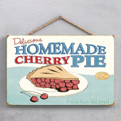 P1898 - Placa colgante de madera decorativa con tema de cocina Cherry Pie