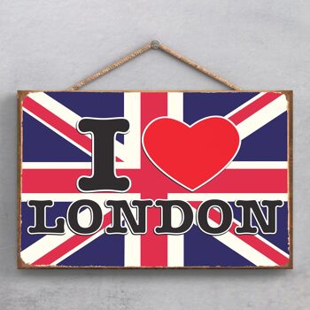 P1899 - Plaque décorative à suspendre en bois I Love London