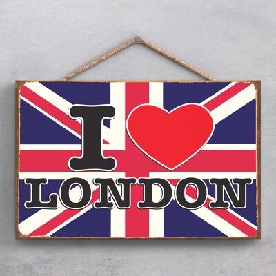 P1899 - I Love London Decorative Wooden Hanging Plaque