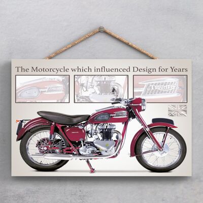 P1901 - Placa Colgante de Madera Estilo Póster Moto Triumph
