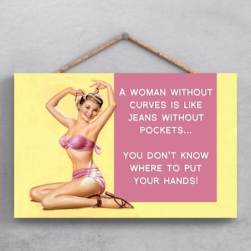 P1902 - Woman Without Curves Pin Up Themed Decorative Hanging Plaque