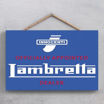 P1903 - Targa da appendere in legno blu concessionario Lambretta