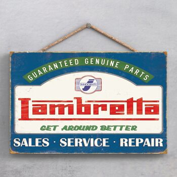P1904 - Lambretta Get Around Better Blue Plaque à suspendre en bois 1