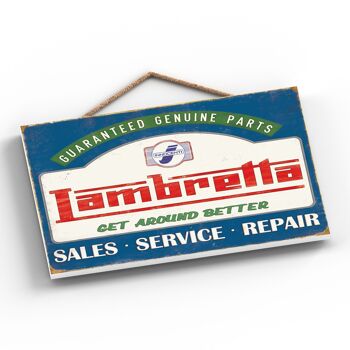P1904 - Lambretta Get Around Better Blue Plaque à suspendre en bois 2