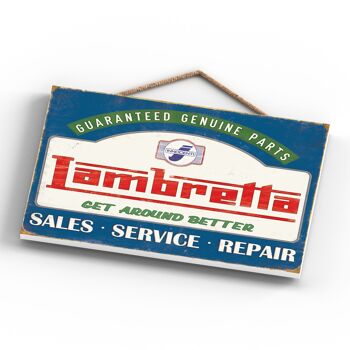 P1904 - Lambretta Get Around Better Blue Plaque à suspendre en bois 4