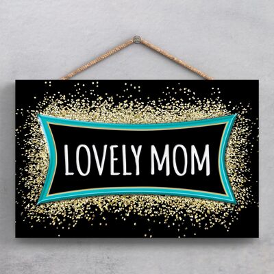 P1908 - Lovely Mum Glitter Themed Decorative Hanging Plaque