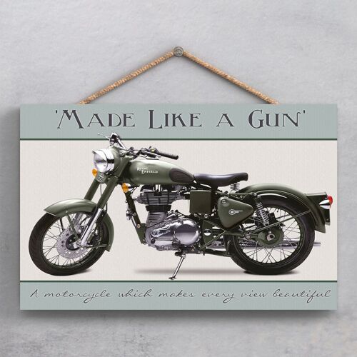 P1909 - Royal Enfield Motorbike Poster Style Wooden Hanging Plaque