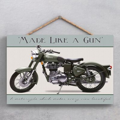 P1909 – Royal Enfield Motorrad Poster Stil Holzschild zum Aufhängen