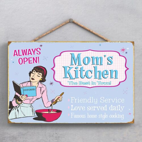 P1911 - Moms Best In Town Kitchen Themed Decorative Wooden Hanging Plaque