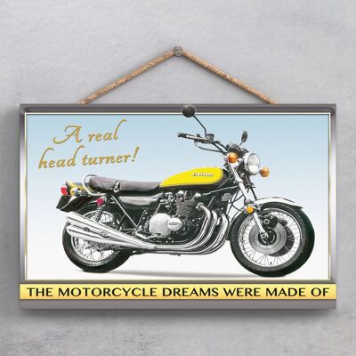 P1912 – Kawasaki Motorrad Poster Stil Holzschild zum Aufhängen