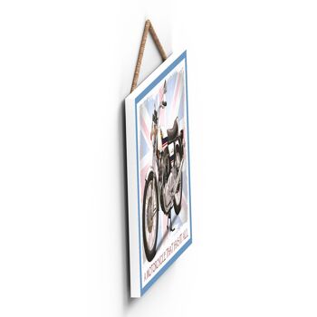 P1913 - Plaque à Suspendre Bois Style Affiche Moto Commando 3