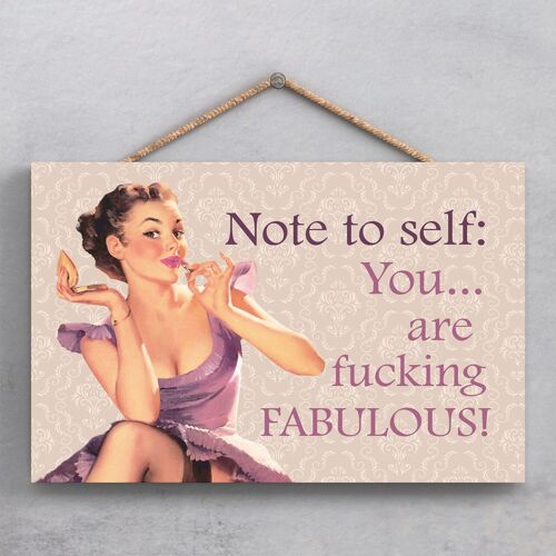 P1915 - Note To Self Pin Up Themed Decorative Hanging Plaque