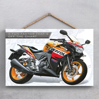 P1916 - Targa da appendere in legno stile poster moto Honda Repsol