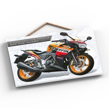 P1916 - Plaque à suspendre en bois de style affiche de moto Honda Repsol 2